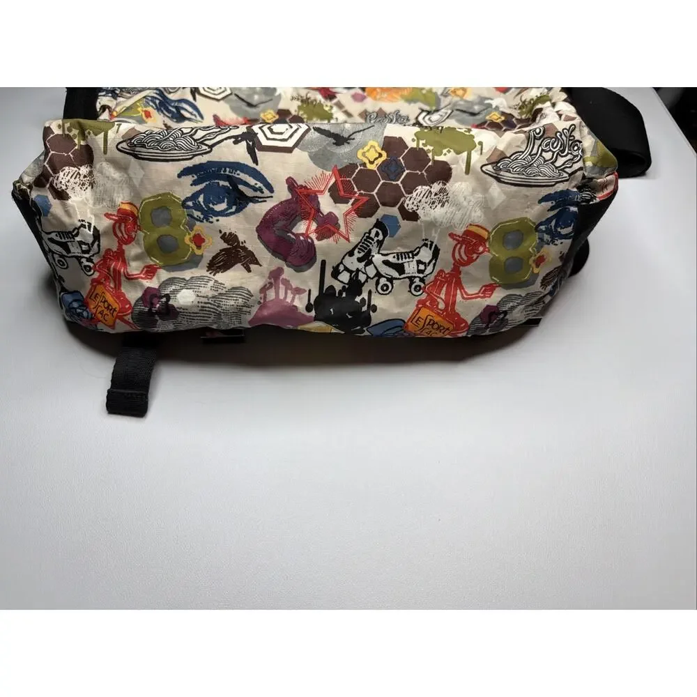 LeSportSac Large Messenger Weekender Bag California Rare Design Cartoon Pasta